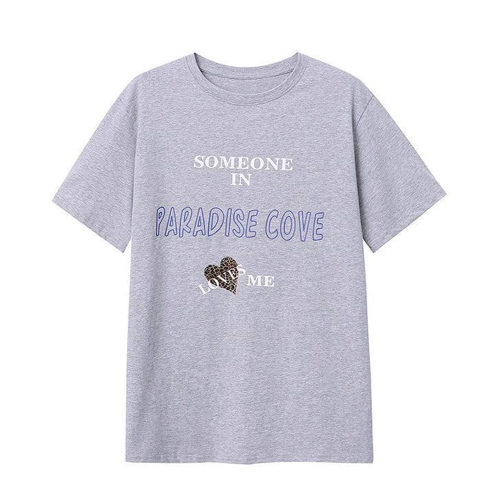 Damen lässiges T-Shirt mit kreativem Schriftzug und bequemer Passform Drune