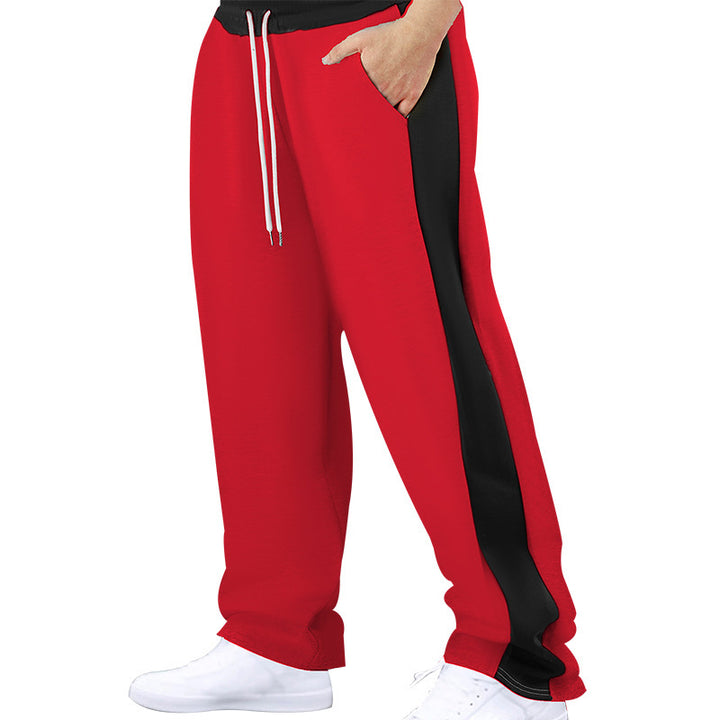 Herren nan sportive Jogginghose mit kontrastseitigem Panel geradem Bein Kordelzugbund und Eingrifftaschen Drune