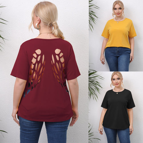 Damen angesagtes T-Shirt mit kreativen Ausschnitten Drune
