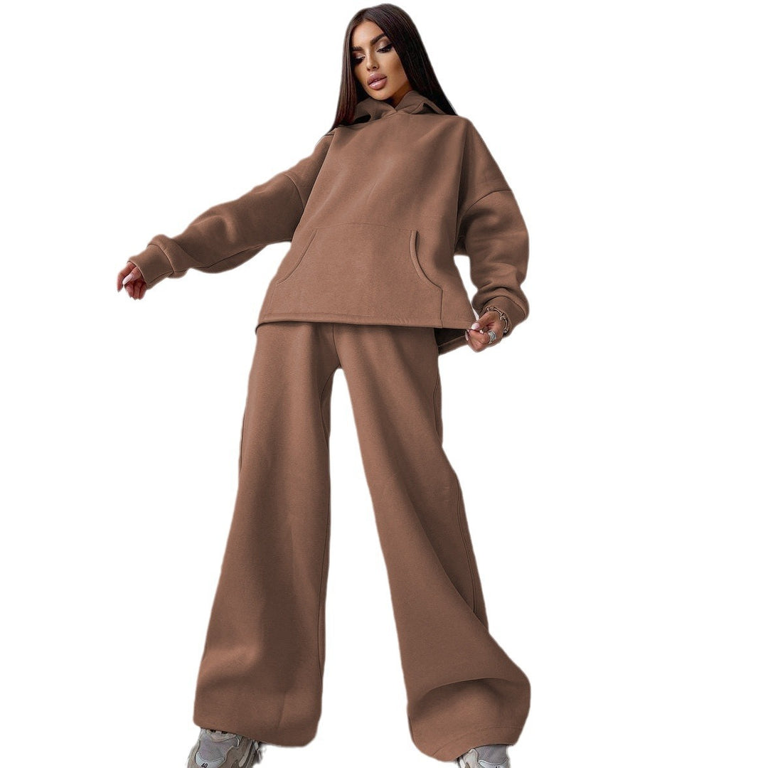 Damen zweiteiliges Lounge-Set mit sculpting High Waist Palazzohose und oversized Kapuzenhoodie Drune