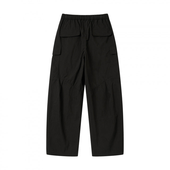 Unisex Weite Cargo-Hose mit elastischem Bund, Tunnelzug und aufgesetzten Klappentaschen Drune