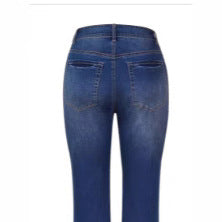 Damen Hochtaillierte Button‑Fly Flared‑Jeans mit sculptender Mittelnaht Drune