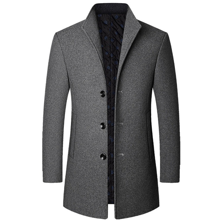 Herren Eleganter Kurzmantel aus Wollmischung mit gesteppter Innenlage und schlankem Stehkragen Drune