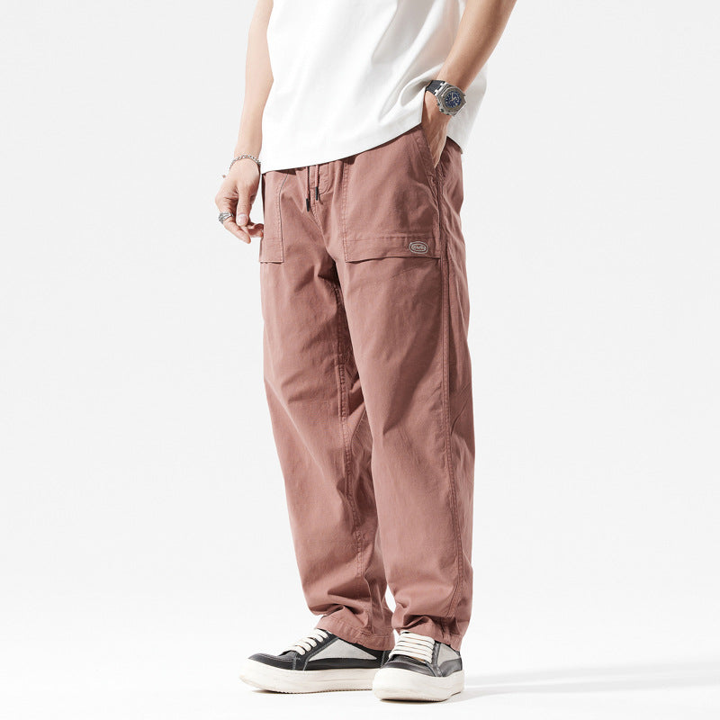 Herren Baggy-Cargo-Hose im Workwear-Look mit elastischem Kordelbund, aufgesetzten Klapptaschen und verstärkten Nähten Drune