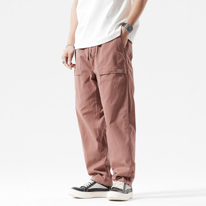 Herren Baggy-Cargo-Hose im Workwear-Look mit elastischem Kordelbund, aufgesetzten Klapptaschen und verstärkten Nähten Drune