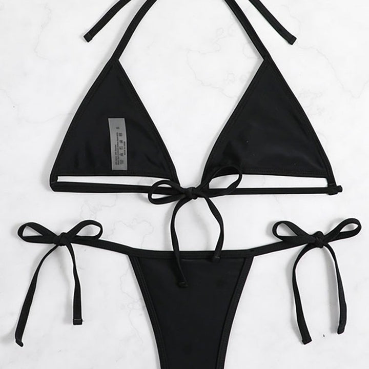 Damen Triangel-Bikini-Set mit geflochtenem Höschen und verstellbaren Trägern Drune