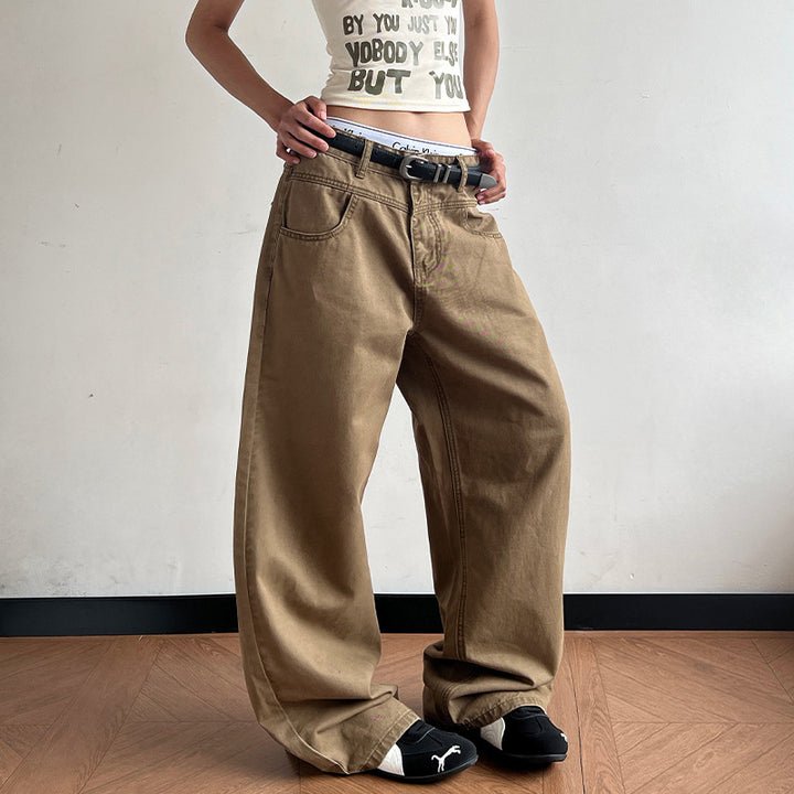 Damen Tiefsitzende Baggy-Denimhose mit ultraweitem Bein und relaxed-Fit Drune