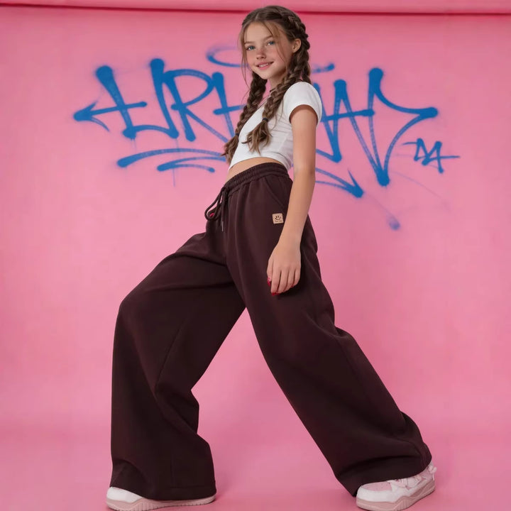 Damen lockere Sweatpants mit elastischem Bund und weitem Schnitt