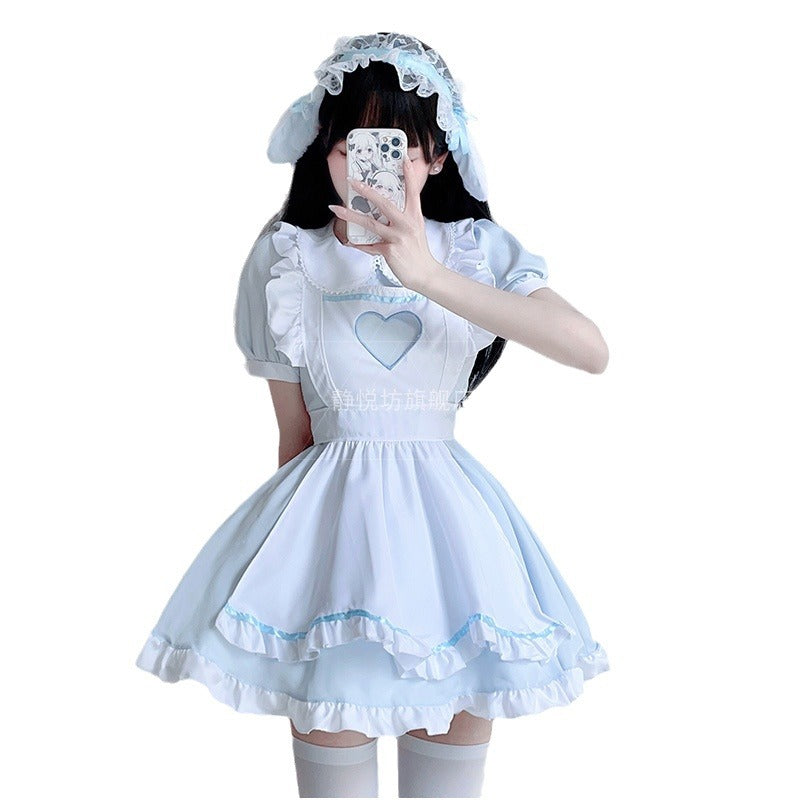 Damen verspieltes Kostümkleid im Lolita-Stil mit Rüschendetails und Kräuseln Drune