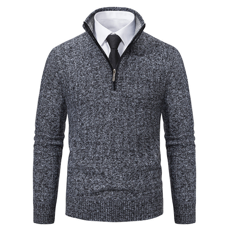 Herren modischer Strickpullover mit Reißverschluss und hohem Kragen Drune
