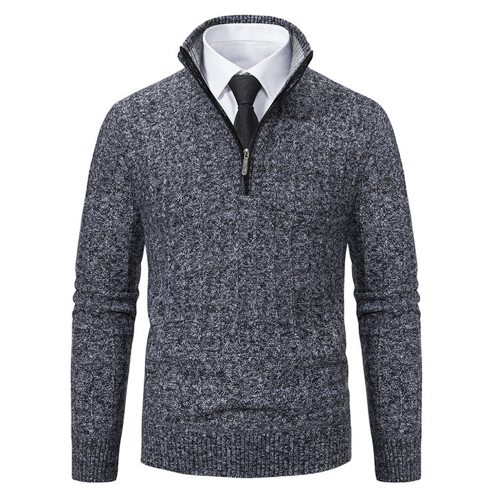 Herren modischer Strickpullover mit Reißverschluss und hohem Kragen Drune