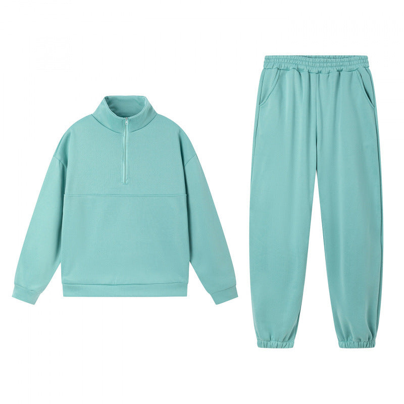 Damen Sportliches Sweatshirt-Set mit hohem Kragen und elastischen Bündchen Drune