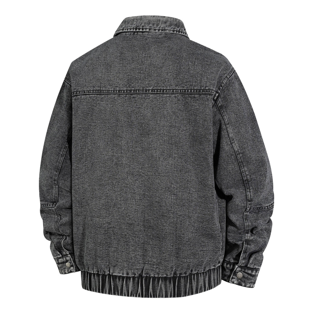 Herren Oversized Vintage-Jeansjacke mit durchgehendem Metallreißverschluss Drune