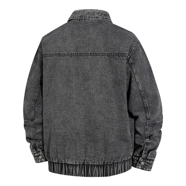 Herren Oversized Vintage-Jeansjacke mit durchgehendem Metallreißverschluss Drune