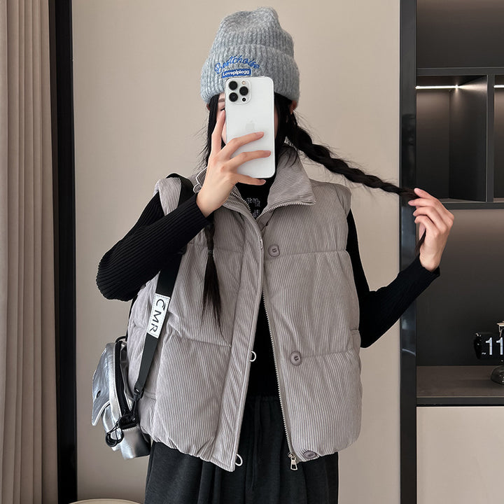 Damen Kuschelige Steppweste mit hohen Taschen Drune