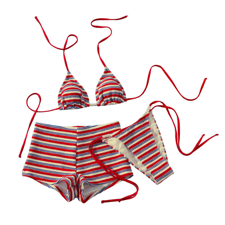 Damen Strand-Bikini-Set mit charmantem Streifenmuster Drune