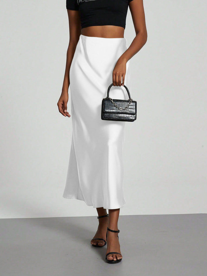 Damen Elegante und fließende Satin Maxiröcke Drune