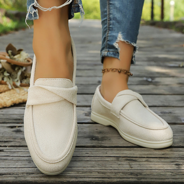 Damen Bequeme Mokassins mit Kreuzband Drune