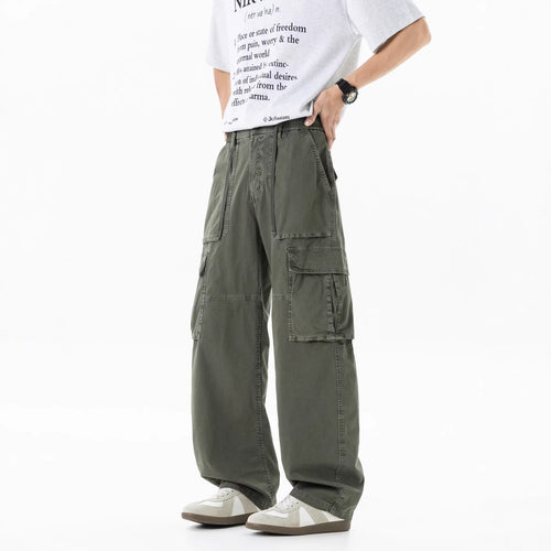 Herren Extraweite Utility-Cargo-Hose im Baggy‑Cut mit elastischem Bund und Mehrfachklappentaschen Drune