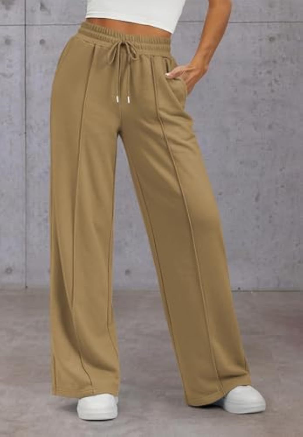 Damen Komfortable Weite Sweatpants mit elastischem Bund und praktischen Taschen Drune
