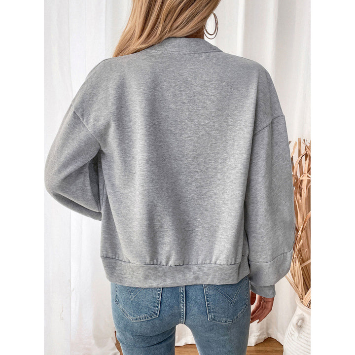 Damen sportliche Sweatjacke mit voluminösen Ärmeln und hohem Kragen Drune