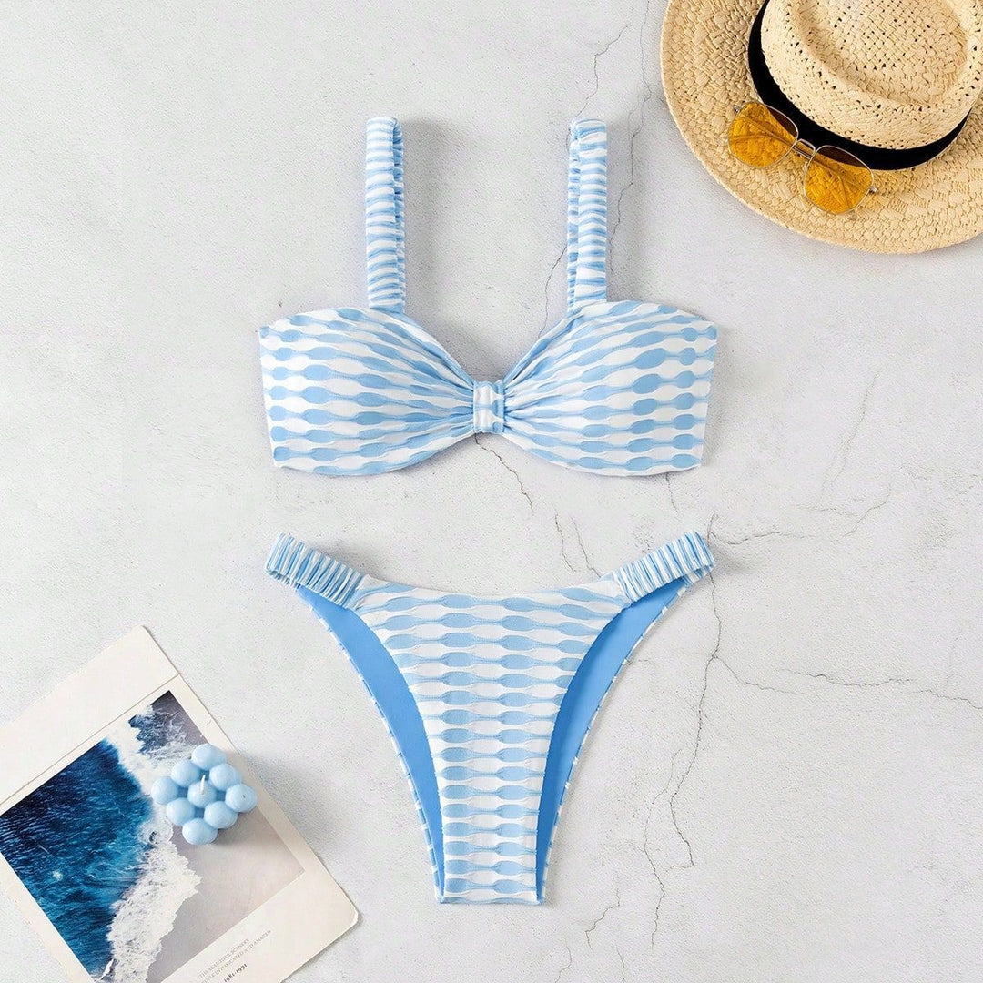 Damen Bandeau-Bikini mit einzigartigem Muster und verstellbaren Trägern Drune