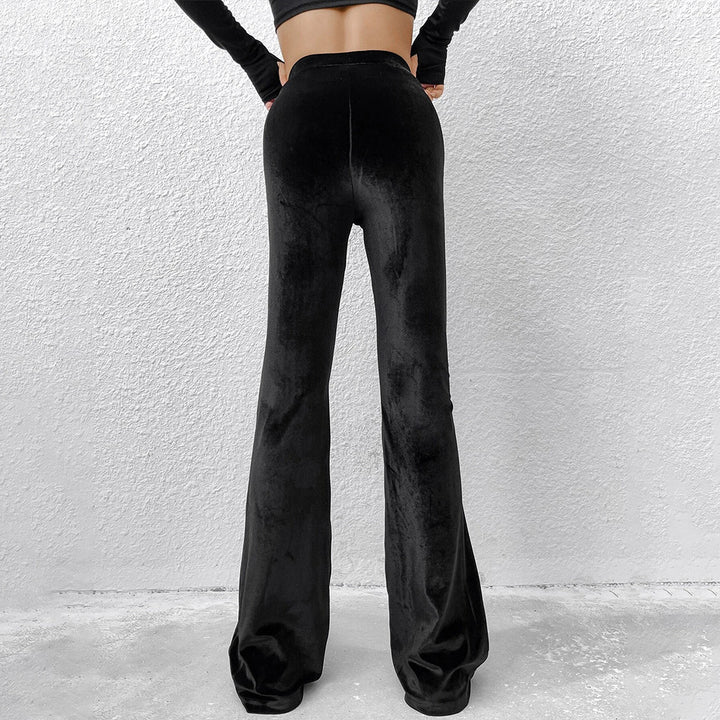 Damen samtige Highwaist‑Schlaghose mit weitem Bein und sculptender Passform Drune