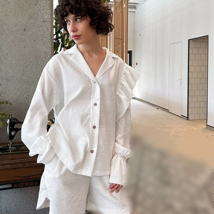 Damen Loungewear Set mit eleganten Rüschendetails Drune