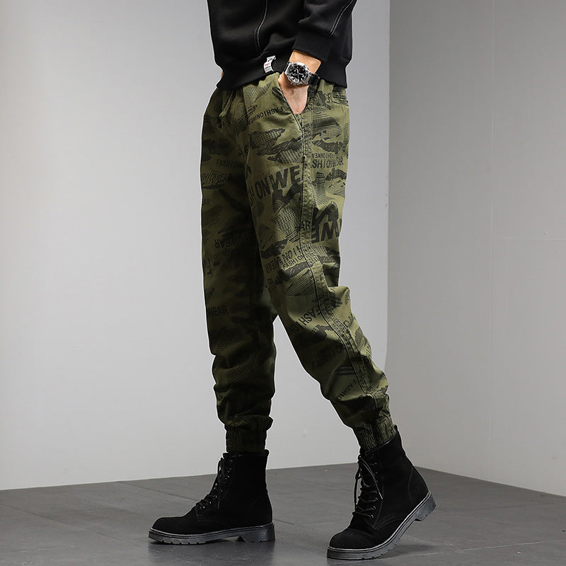 Herren Cargohose im Joggerstil mit Camouflage‑Print, Elastischem Tunnelzugbund und Klappentaschen Drune