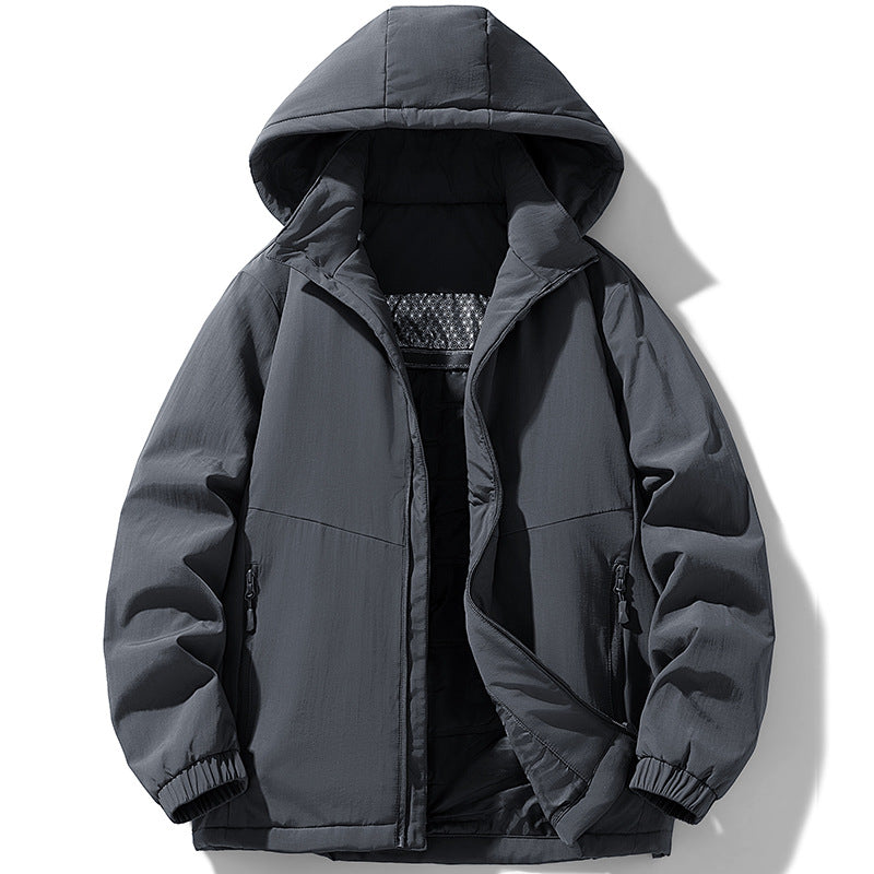 Herren Gepolsterte Thermo-Winterjacke mit Kapuze, wasserabweisender Außenhaut und Reißverschlusstaschen Drune