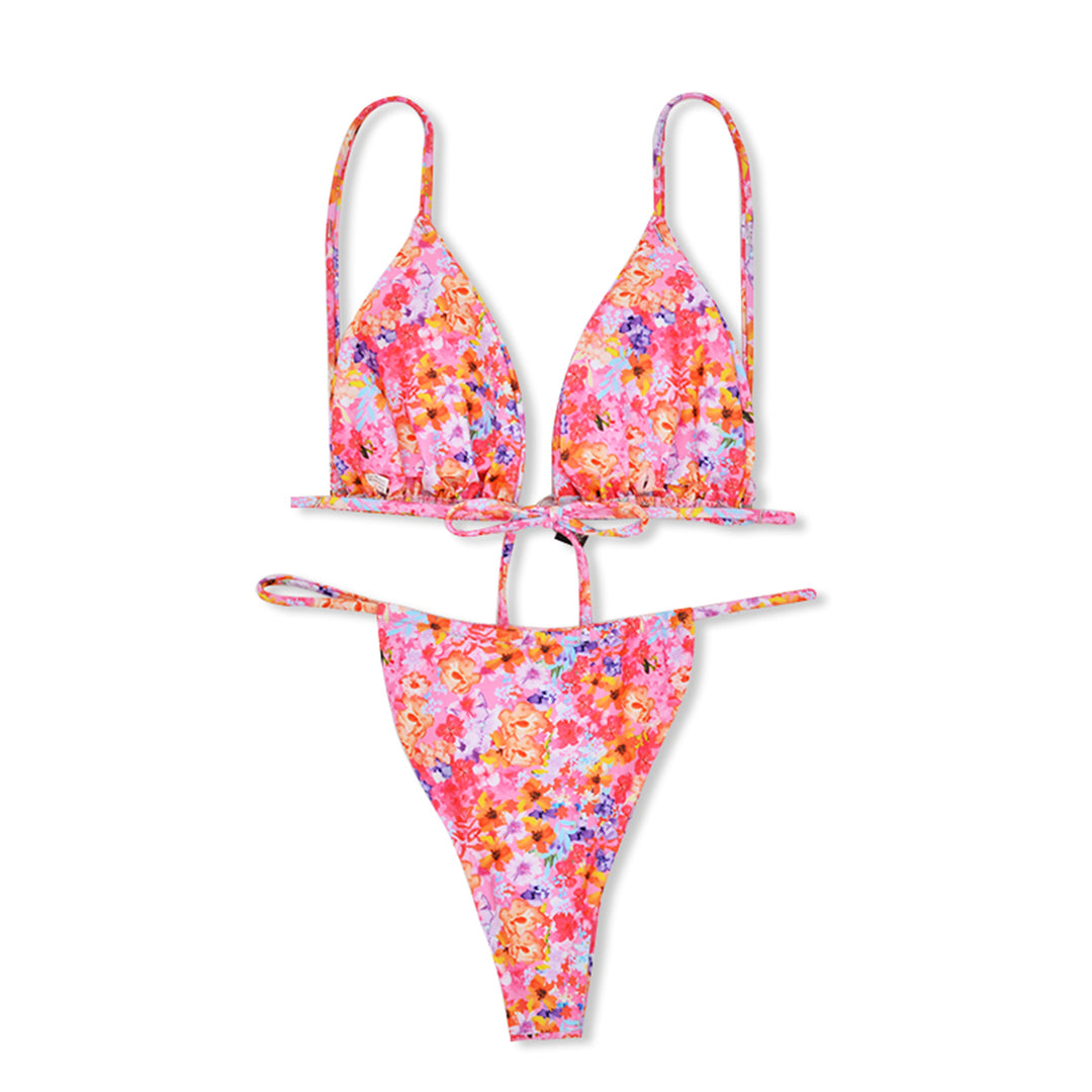 Damen Blumenmuster Triangel-Bikini Drune