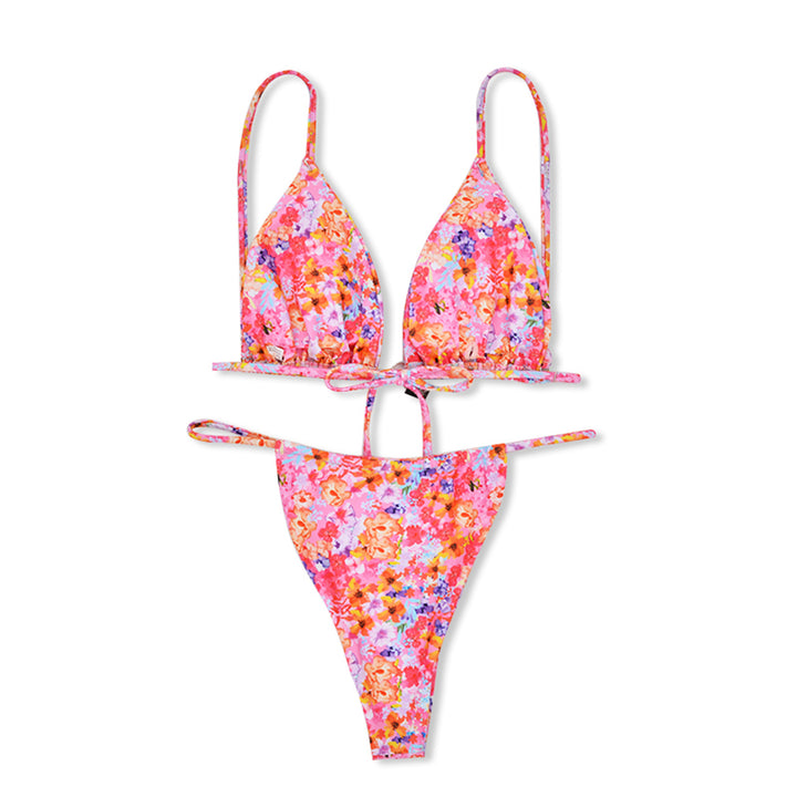 Damen Blumenmuster Triangel-Bikini Drune