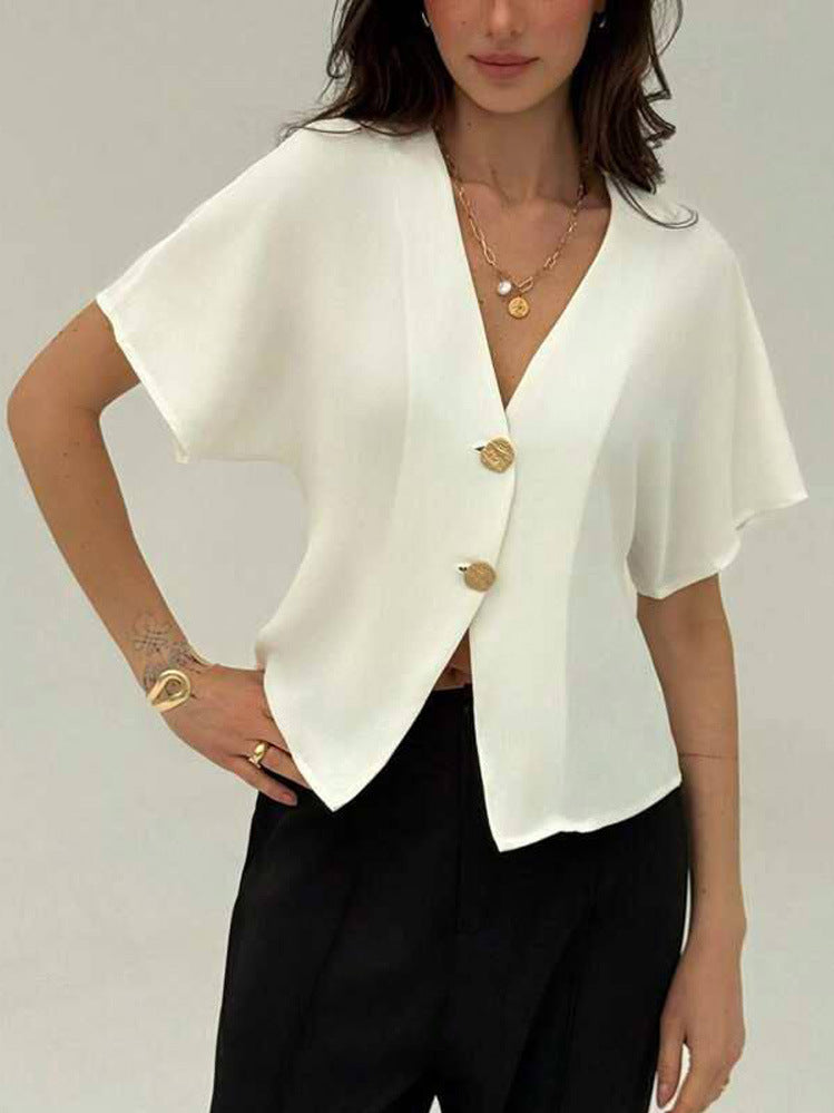 Damen Lockere Bluse mit umschlagbaren Ärmeln Drune