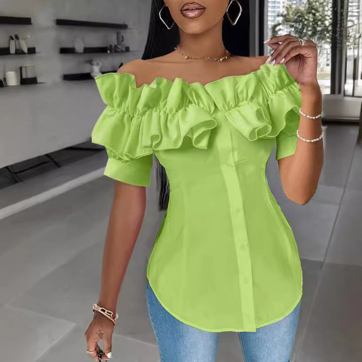 Damen Off-Shoulder Rüschbluse Drune