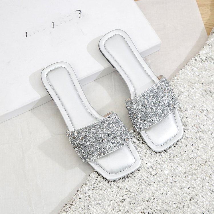 Damen elegante Strass-Pantoletten Drune