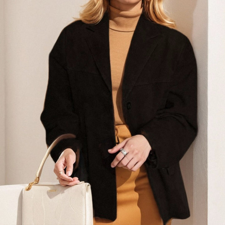 Damen modische Übergangsjacke aus samtähnlichem Material mit praktischen Taschen Drune