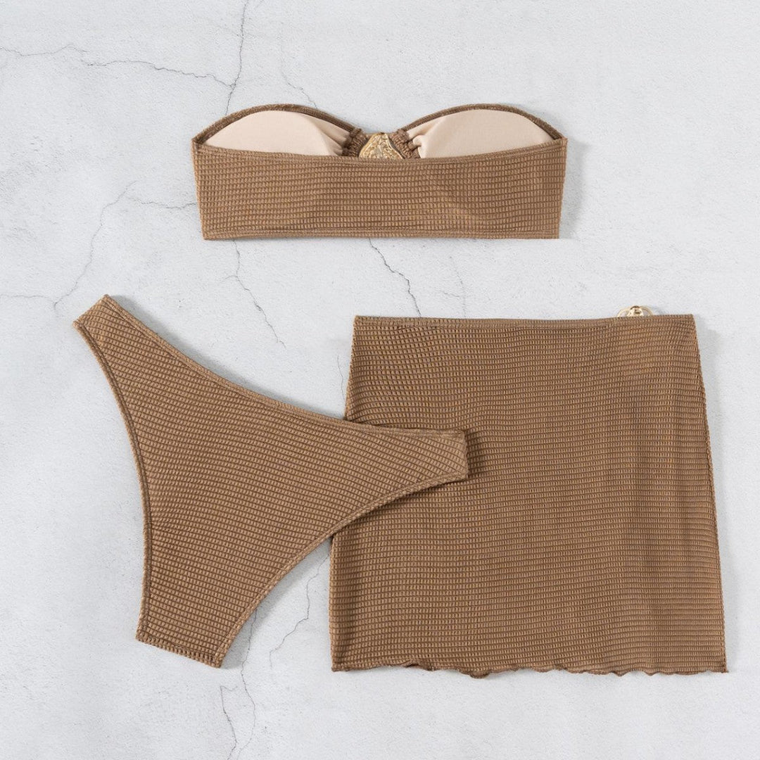 Damen Bandeau-Bikini-Set mit schickem Faltendetail Drune