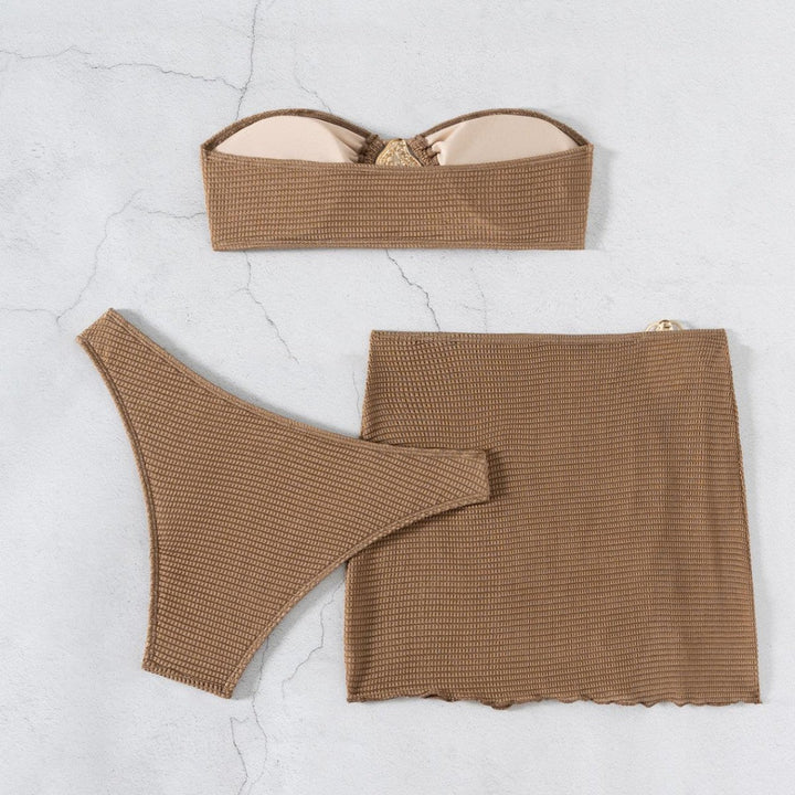 Damen Bandeau-Bikini-Set mit schickem Faltendetail Drune
