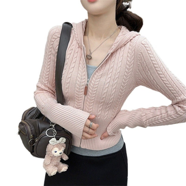 Damen Kapuzenstrickjacke mit Zopfmuster und asymmetrischem Schnitt Drune
