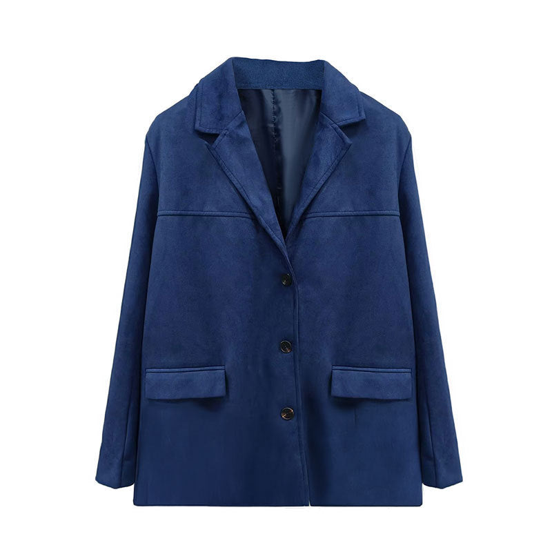 Damen modische Übergangsjacke aus samtähnlichem Material mit praktischen Taschen Drune