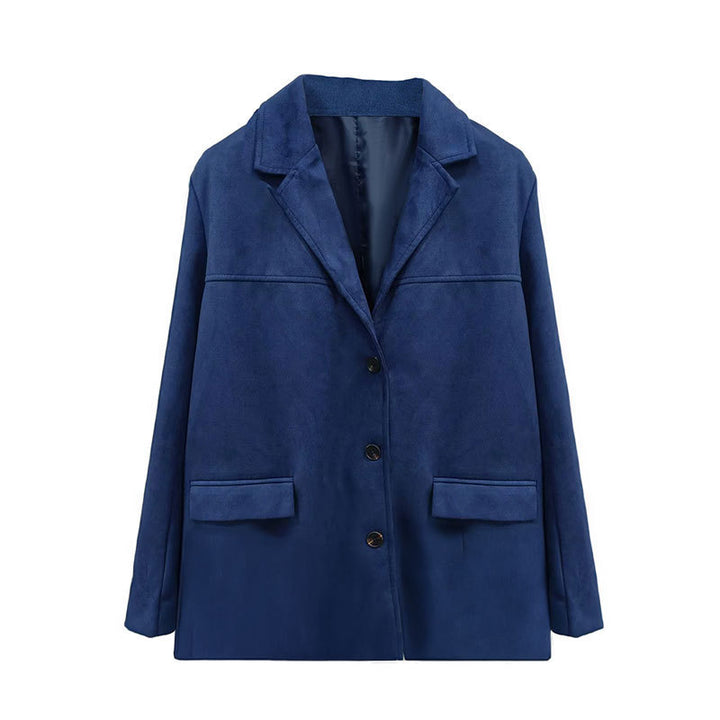 Damen modische Übergangsjacke aus samtähnlichem Material mit praktischen Taschen Drune