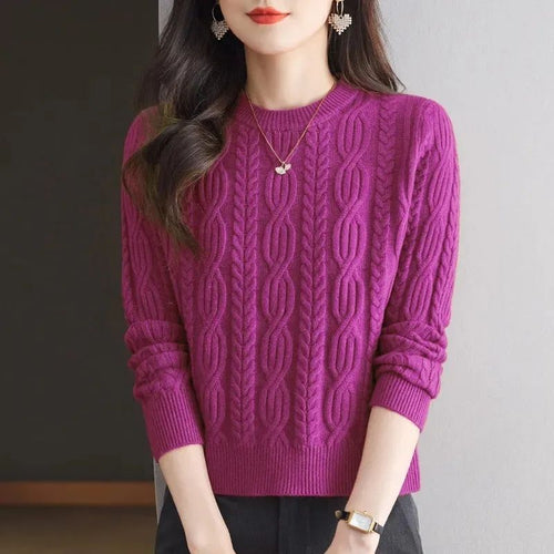 Damen Strickpullover mit Zopfmuster und hohem Kragen Drune