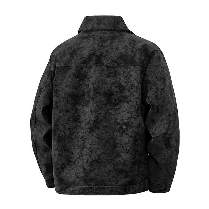 Herren Overshirt‑Jacke im Veloursleder‑Look mit Pattentaschen & Druckknopffront Drune