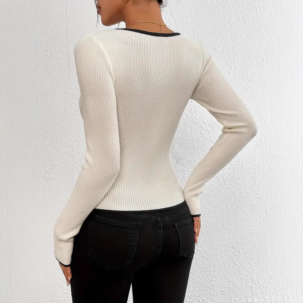 Damen Langarm-Bodysuit mit tiefem Ausschnitt Drune