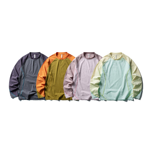 Damen Oversize-Langarmshirt mit Raglanärmeln und markanten Kontrastnähten Drune