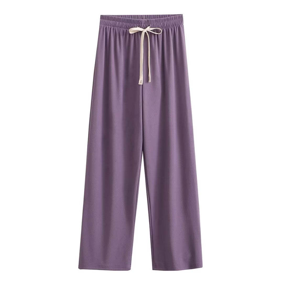 Damen weite Palazzohose mit elastischem Bund und dekorativem Kordelzug Drune