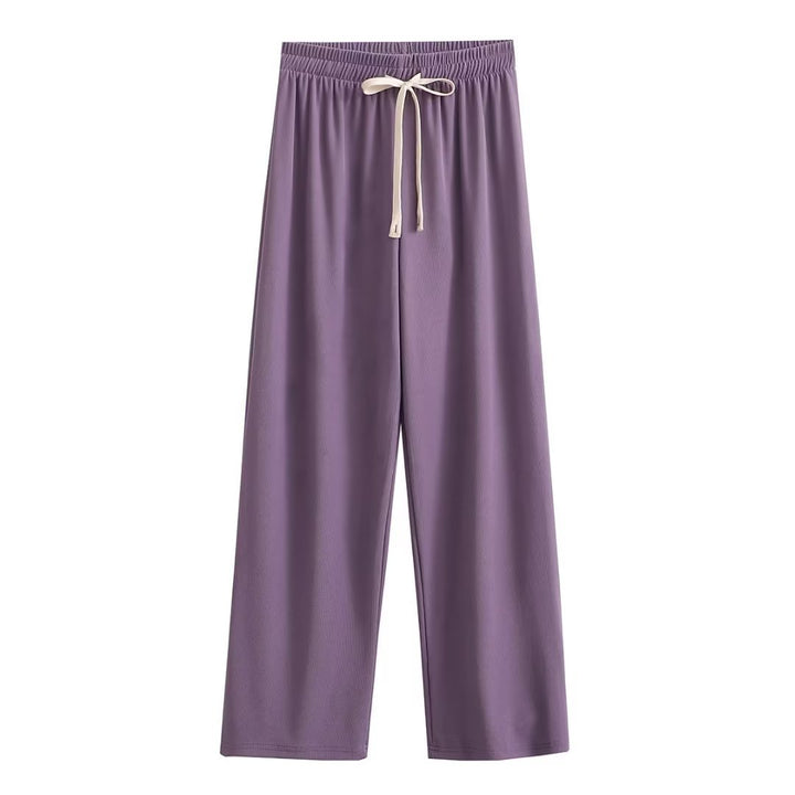 Damen weite Palazzohose mit elastischem Bund und dekorativem Kordelzug Drune