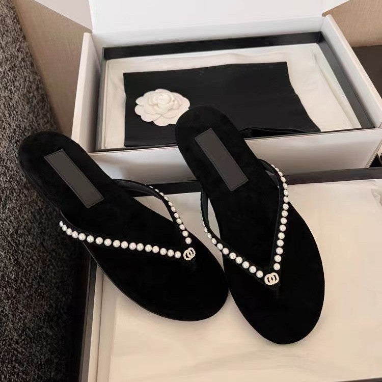 Damen Elegante und luxuriöse Perlensandalen Drune