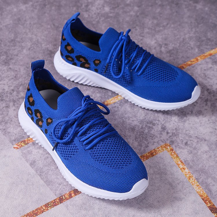Damen Atmungsaktive Strick-Slipper mit gepolsterter Dämpfungssohle und Leoparden-Schaft Drune