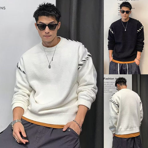 Herren Grobstrickpullover mit einzigartiger Applikation Drune
